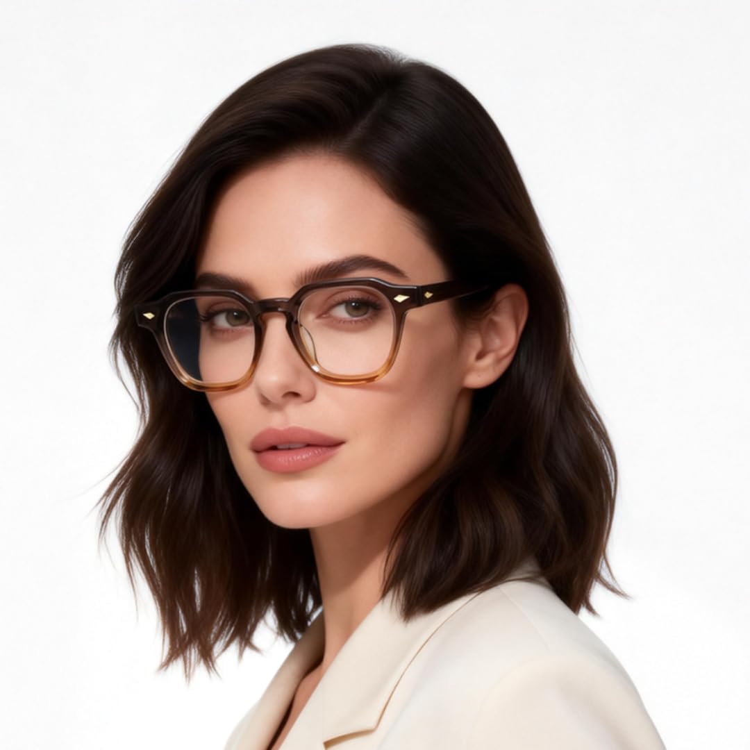 Gafas de sol vintage de moda Rectsunglasses, monturas angulares gruesas de fibra de acetato con detalles de lujo.