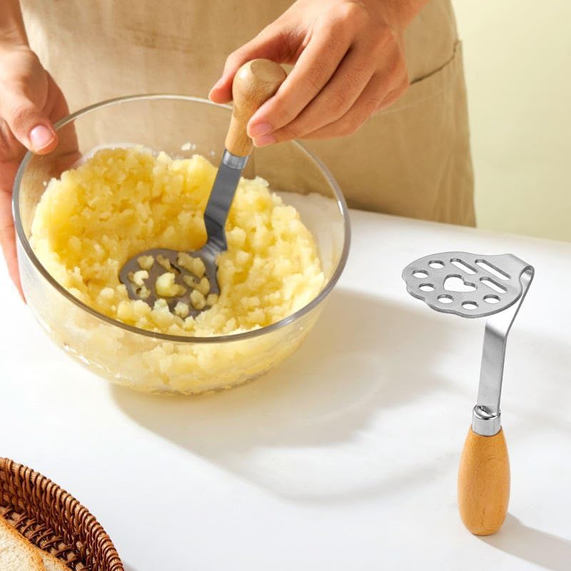 Image of Mini Potato Masher Stainless Steel - Small Hand Masher for Aloo, Banana & Vegetables - Heavy Duty Pav Bhaji Masher, Compact Kitchen Tool for Home Cooking(Pack of 1)