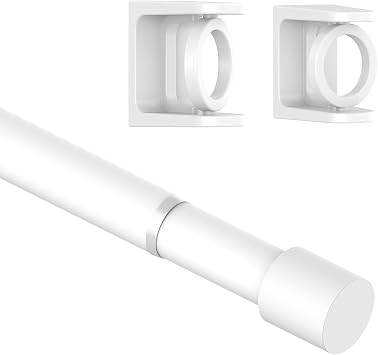 Spring Loaded Tension Rods 24-36 Inch, Adjustable Pressure Expandable White Tension Curtain Rod No Drilling for Windows, Kitchen, Doorway, Bathroom, Closet