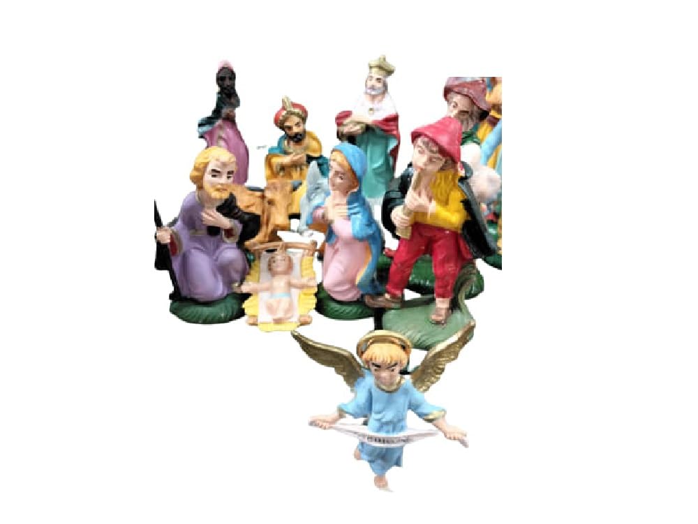 Sie erhalten 11 Schäfer aus Kunststoff, Höhe 7 cm, Geburt Maria, Giuseppe Jesus, Esel BUE King Magi Sprudel, für Krippe, S. G.ARMENO Shepherds Crib Eurom Santino Gia A10