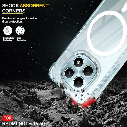 Image of AESTMO Clear Back Cover for Redmi Note 15 5G / Redmi Note 15 SE 5G / Poco M8 5G | 360 Protection | Transparent Back Cover (PC + TPU, Compatible with MagSafe Accessories, Transparent Bumper)