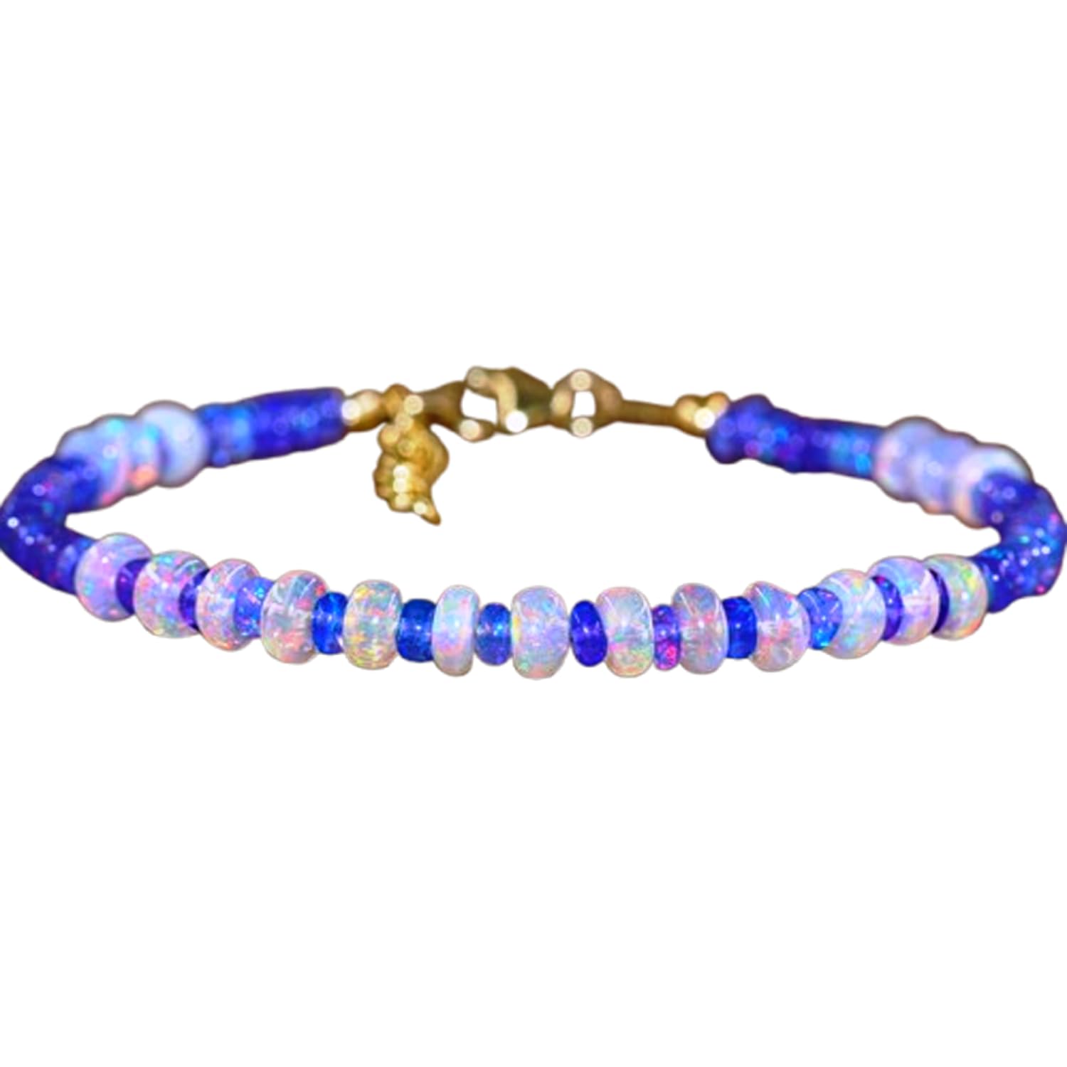 Pulsera de ópalo Welo etíope con cuentas de 3,5 mm multicolor y cierre de eslabones 6