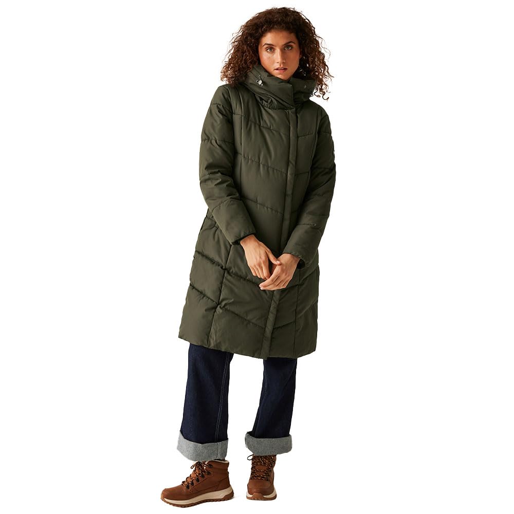Regatta Womens Nurie Longline Padded Jacket - Dark Khaki - 14