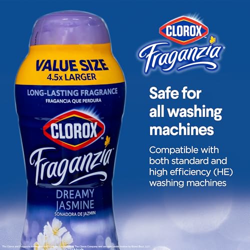 Image of Clorox Fraganzia Laundry Scent Booster Crystals, In-Wash Fragrance Beads for Fresh-Smelling Clothes & Linens, Safe for All Fabrics & Colors, Easy-Pour Bottle, Dreamy Jasmine Scent, 70 Oz