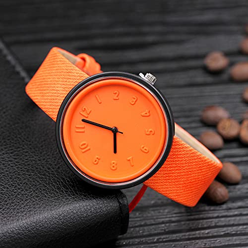 Einfache Stil Armbanduhr Studentenuhr Damenuhr PU Mode Weibliche Student Watch Quarz Casual High End Damenuhr Geschenke für Frauen (Color : Orange) Cover