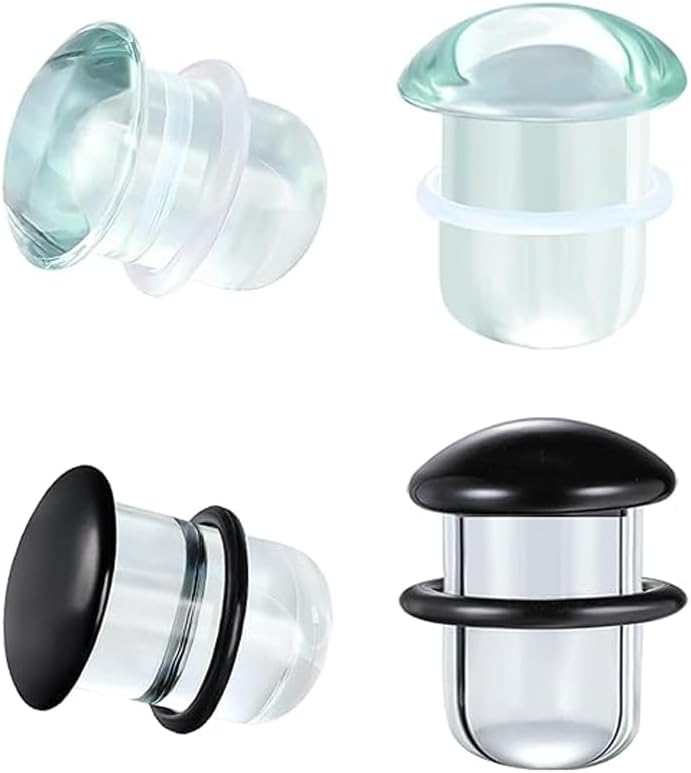 EVKILKJS Glass Stretching Kit for Ears Ear Gauge Stretching Kit with Rubber O-Rings Unique Design Smooth Glass 8MM Earlobe Piercing Expander 4PCS