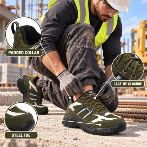 Image of Ozarro Men's Low-Top Steel Toe Work Safety Shoes