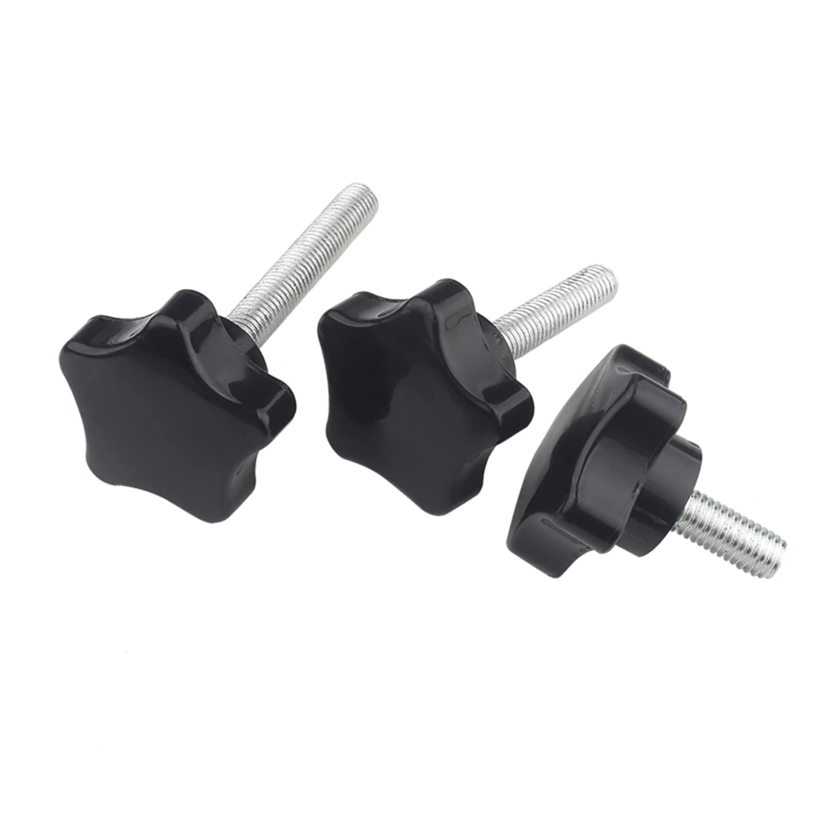 M6 x 20mm 4 Pcs Stelle Maniglia Viti a testa zigrinata Acciaio al carbonio Pomello Maniglia Vite di serraggio Macchina Plastica Impugnatura
