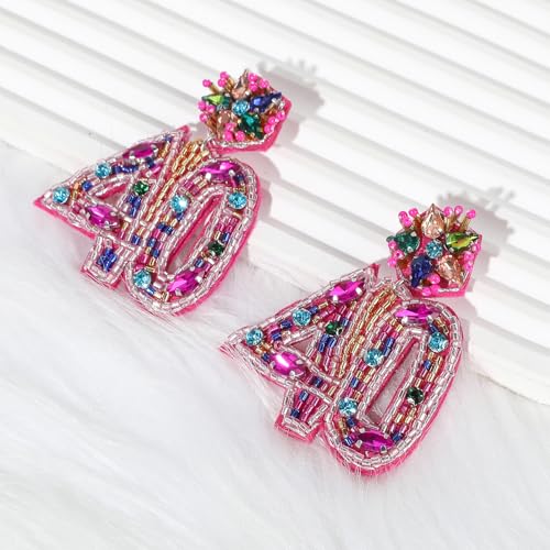 Birthday Earrings for Women, Handmade Beaded Drop Dangle Birthday Earrings for Birthday Party Celebration Outfits Jewelry Gifts for Her4