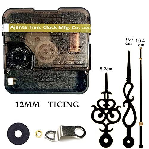 Image of QEWINOX Combo of Ajanta Mfg. Battery Operated Plastic Ticking Wall Clock Movement Machine with Hands (Made in India 100%) (Black 3)
