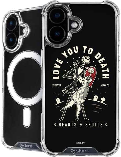 Skinit Phone Case Compatible with MagSafe iPhone 16 - Officially Licensed Disney The Nightmare Before Christmas Jack and Sally Art Design