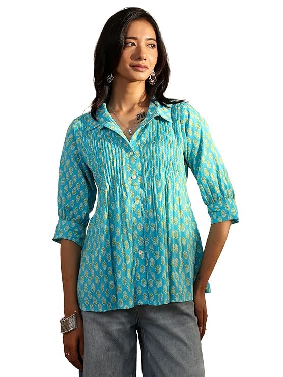 Image of Libas Printed Cotton A-Line Kurti for Women