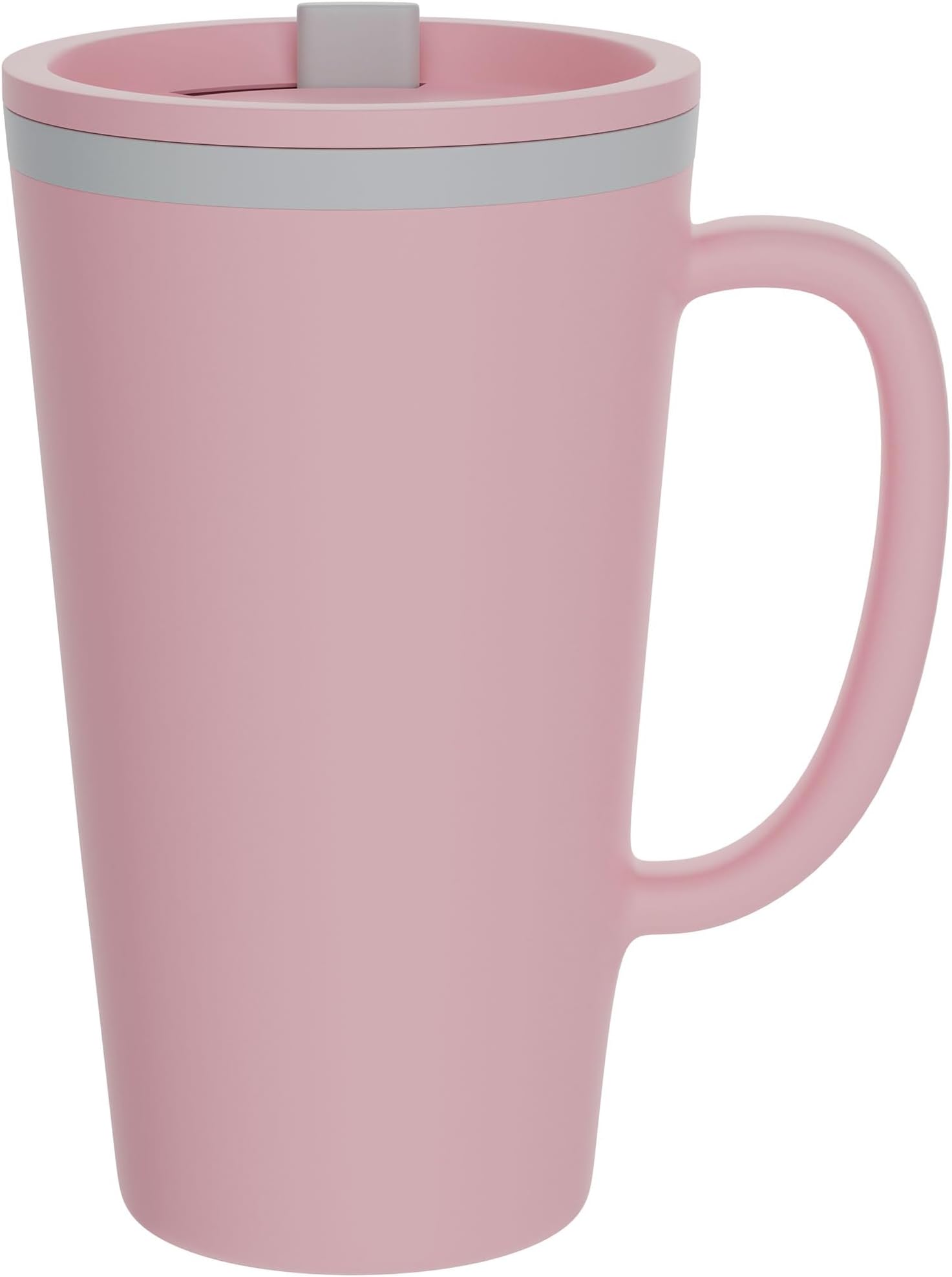 Copco Cone 16oz Insulated Travel Mug with Handle, Double-Wall, Slide-Closure Lid, BPA-Free, Microwave & Dishwasher Safe, Reusable Plastic Travel Coffee Tumbler - Portable Coffee Cup (Pink)
