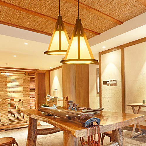 Lámpara colgante de madera sólida ajustable para techo de comedor 4