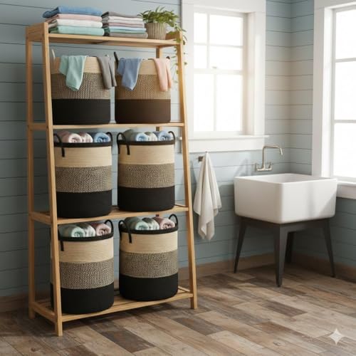 Image of lid Laundry Basket for Clothes, Toy Storage Basket, Storage Basket for Living room, Multi-Purpose, Extra Large Laundry Basket, Dirty Cloth Baskets, 15x20 in inch (LXH) (BG10)