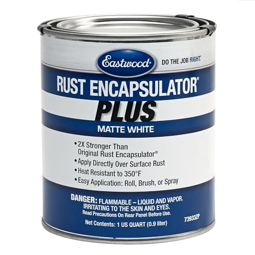 Eastwood Matte White Rust Encapsulator Plus | Long Lasting Durable Finish 1 Coat Maximum Rust Protection | Heat Resistance up to 350 degrees Fahrenheit | Quart 1 Pack