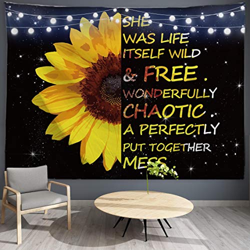 PROCIDA Sunflower Tapestry Trippy Quote Wall Tapestry Psychedelic Floral Art Wall Blanket