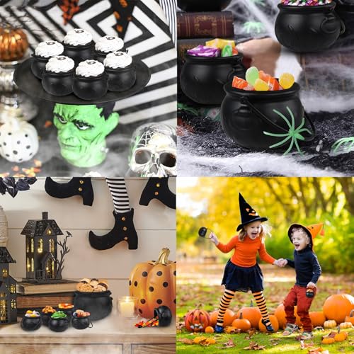Cesof WITCH-CAULDRON-01 Halloween Cauldrons Serving Bowl Decor, Set Of 9 Hanging Black Plastic Cauldron Bowls thumb #6