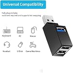 USB hub,Mini USB 3.0 Hub 3 Port Portable Adapter High Speed Expansion Multi USB Hub Splitter Lead Adapter Cable for PC Laptop,Desktop,XPS,MacBook,Surface Pro,USB Flash Drives,Mobile HDD