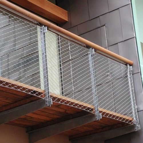 Filet en corde d'acier inoxydable 2x7m, maille 2mm pour aménagement paysager extérieur - 4