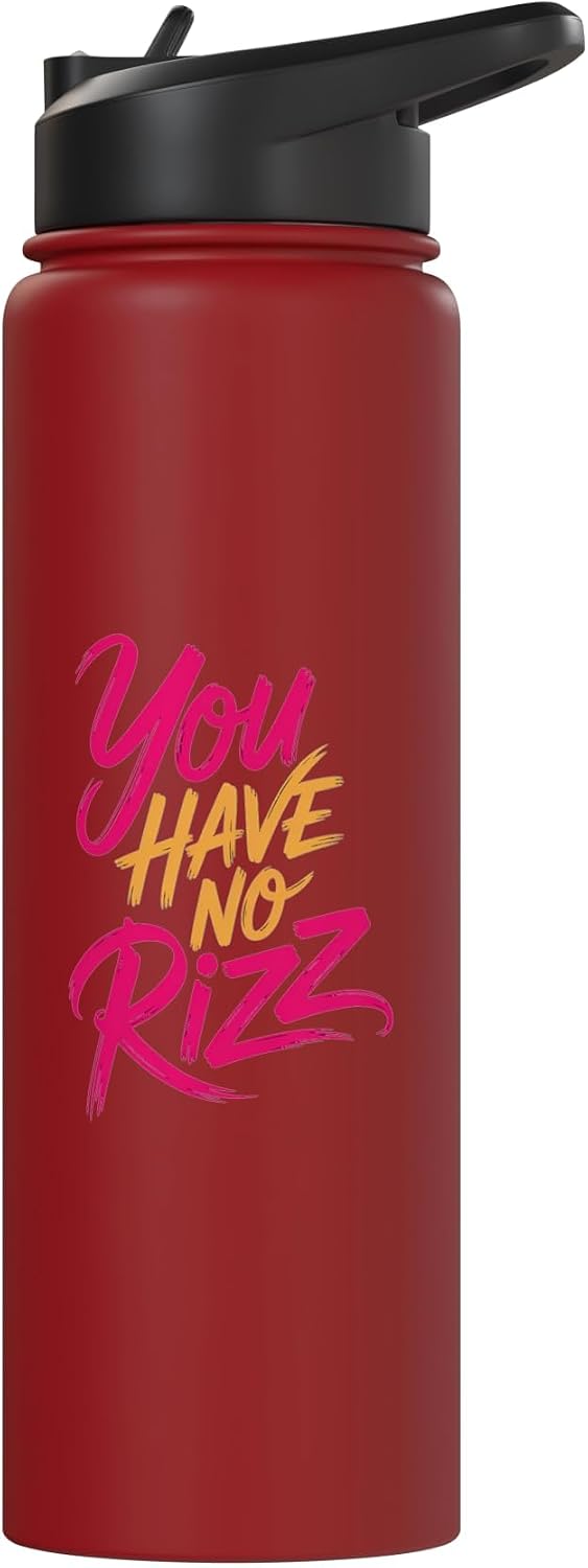 You Have No Rizz Gen Z Memes Social Trend - Stainless Steel Insulated Water Bottle image 3