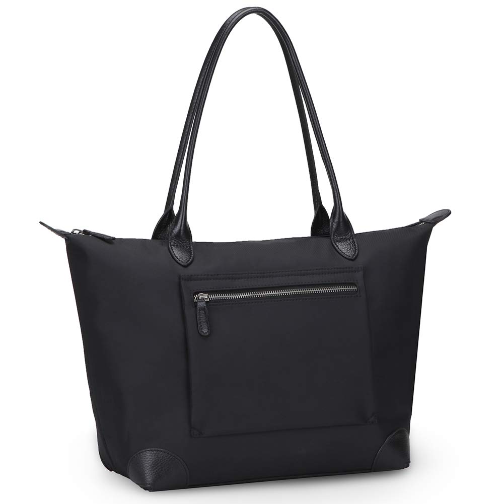 Borsa modello “Tote bag” da donna, grande borsa in nylon con manici in pelle, impermeabile, con cerniera, ideale per viaggio e lavoro