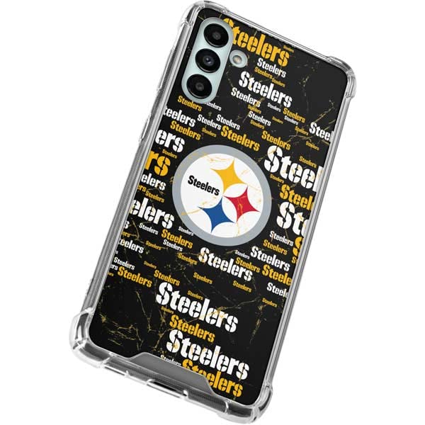 Skinit Clear Phone Case Compatible with Galaxy A13 5G - Officially Licensed NFL Pittsburgh Steelers Black Blast Design