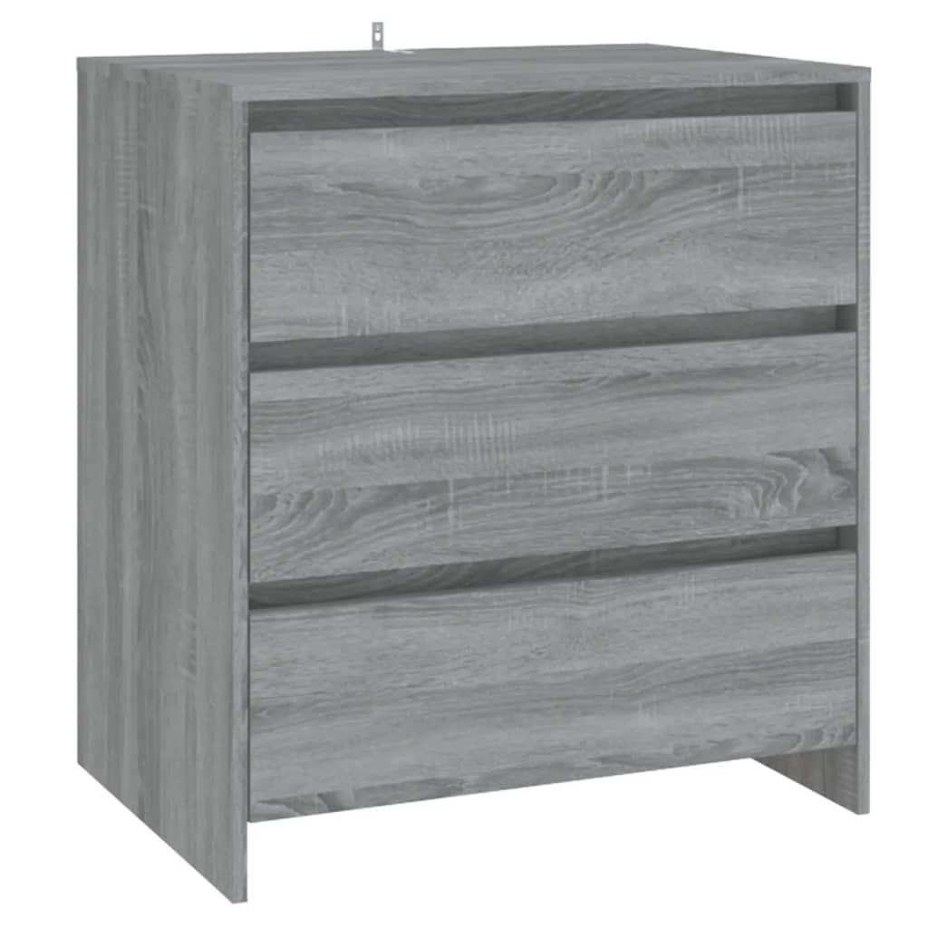 Aparador gris Sonoma de 3 cajones y madera moderno de 70x41x75 cm