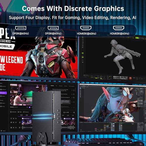 Image of msecore Mini Gaming PC, Core i9-14900F 24 Cores with RTX4060Ti 8G Workstation Desktop Computer, 64G DDR5 RAM 2T PCIE 4.0 SSD, WiFi 6E, 2* HDMI / 2* DP, Four Display, Fit Video Editing, Windows 11 Pro