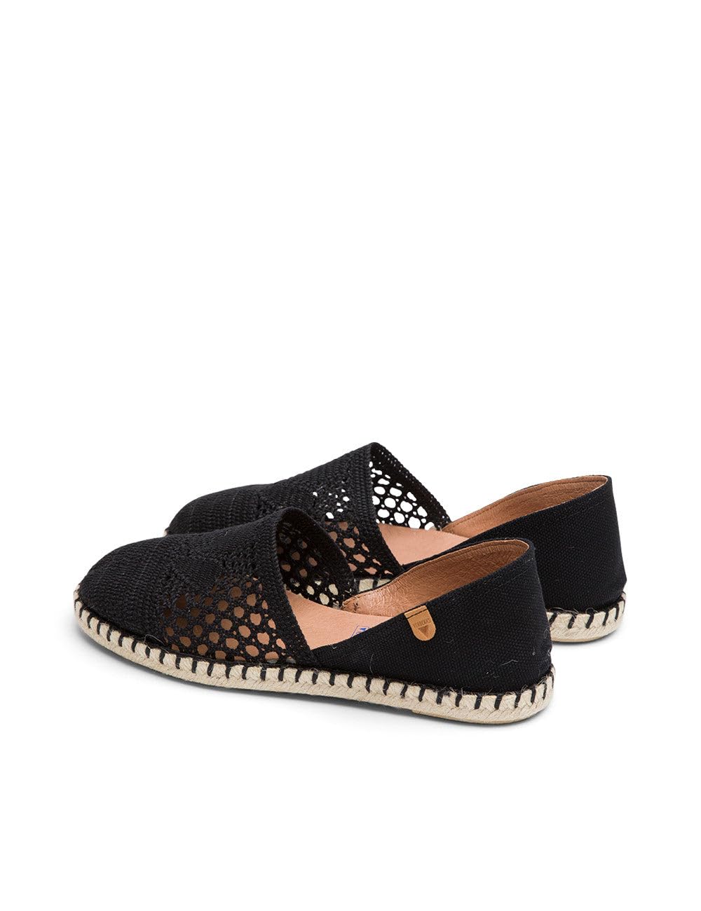 VERBENAS Espadrillas Carmen Crochet-Lino/Serraje Negro/Negro