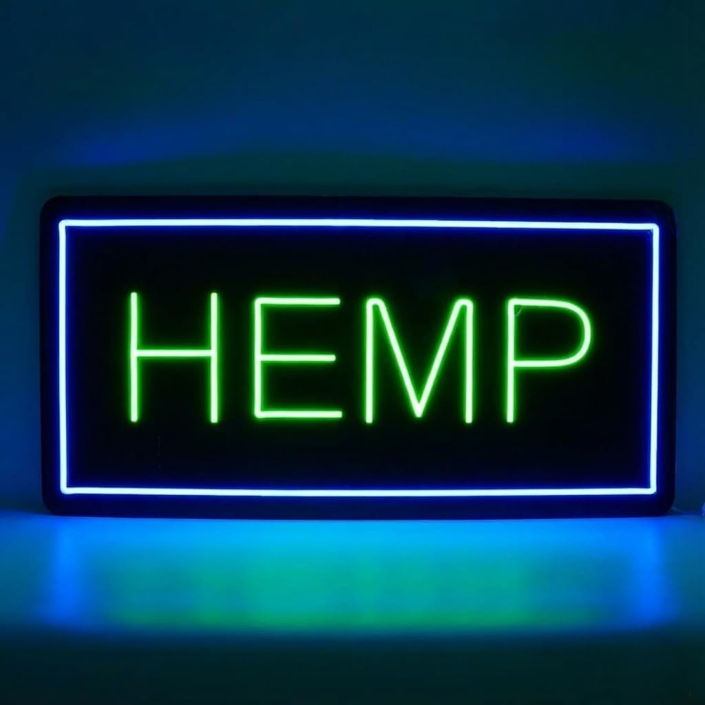 Hemp LED Sign | Extra Large 35" x 17" Bright Green Light Up Hemp Sign for Smoke Shop, CBD Store, Dispensary, Business Wall Decor - Neon Sign for Windows, Bars & Displays