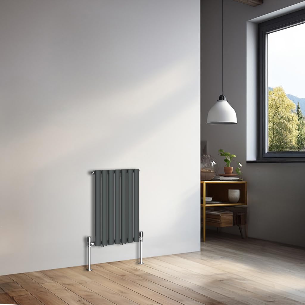 NRG 600x413mm Horizontal Oval Single Panel Radiator Heater Anthracite — image 1