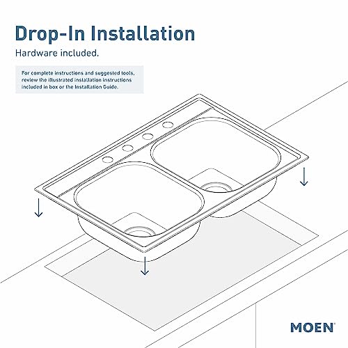 Moen-33X22X7-Stainless-Steel-18-Gauge-Single-Bowl-Drop-In-Kitchen-Sink-GS181631BQ Moen 33X22X7 Stainless Steel 18 Gauge Single Bowl Drop In Kitchen Sink GS181631BQ