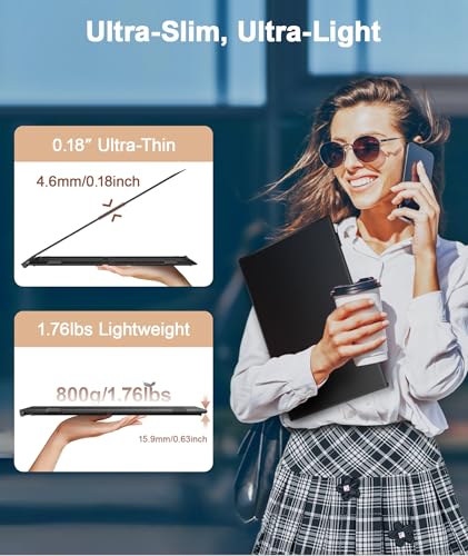 Image of 15.3 inch Laptop Screen Extender, Ultra-Thin 1200P Portable Monitor for 14 inch-17.3 inch Laptops, 1.76lbs Lightweight Dual Screen Extender Plug & Play, Works with Windows /Mac /Android /Chrome