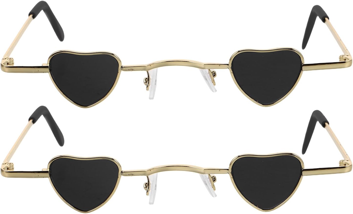 2pcs Small Frame Heart Shaped Sunglasses Retro UV Protection Glasses for Women Men Hip Hop Style Mini Sun Eyewear for Birthdays Halloween Weddings