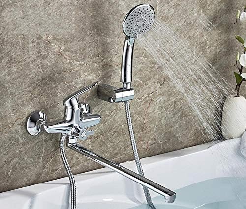 Mitigeur de baignoire chromé en laiton avec douchette pour une salle de bain moderne