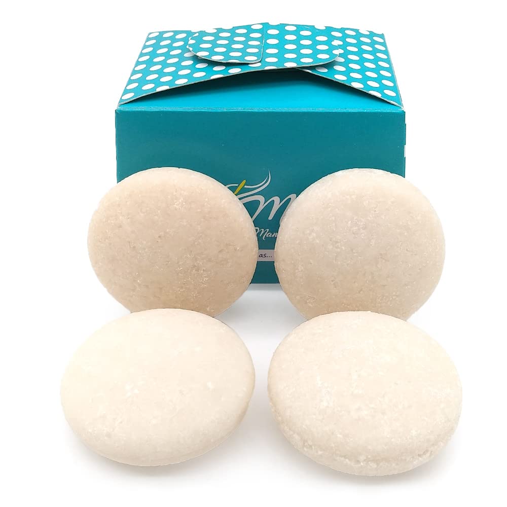 Champú sólido para cabello seco o quebradizo - 100% natural - Aporta suavidad y rutrición al cabello - Previene puntas abiertas - Hecho en España - Pack 4 ud