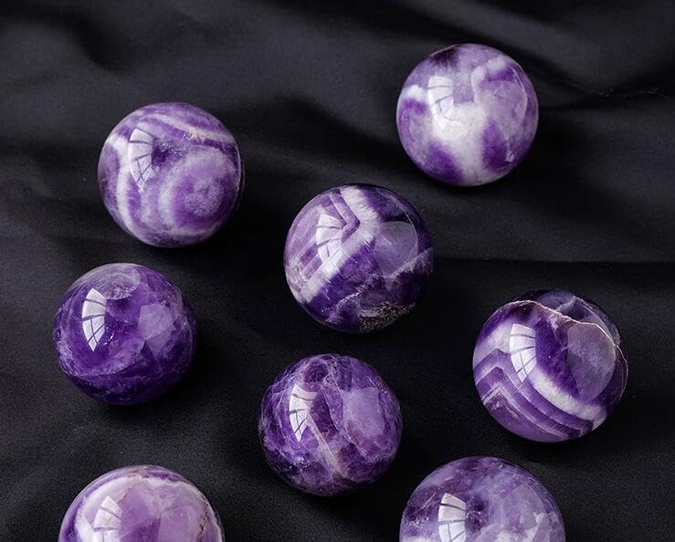 NIBHZ 9pc Natural Amatista Cuarzo Esfera Grande Bastante Amatista Piedra Bola de Cristal curativo Bola de Cristal de Piedra de Cristal,Púrpura,55mm