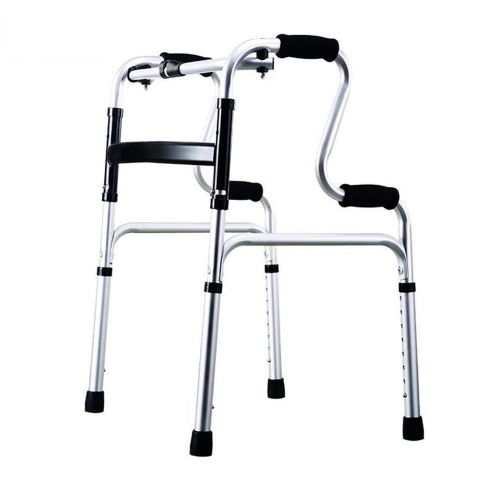 Andador Anciano, Andador Dos Ruedas, Andador Adulto, Ligero/De Aluminio/Plegado/con Asiento De Plástico, Altura Ajustable, Apoyabrazos para Inodoro