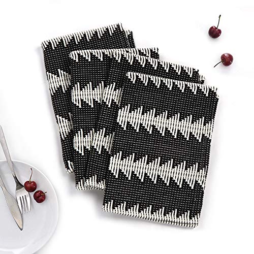 Boho Placemats For Dining Table Set Of 4,Farmhouse Black And White Placemat 14 In X 19 In,Cotton Woven Washable Heat Resistant Table Setting For Dining Kitchen Table/Decorations #TOP5