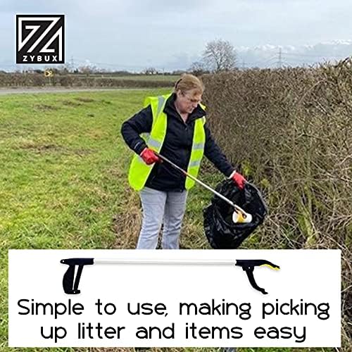 ZYBUX - Litter Picker With Magnetic Pick-Up Tool | Long Arm Mechanical Reacher w/ Hand Grip Litter Picker Grabber Heavy Duty Rubbish Picker - Grab & Grip Pick Up Hand Tool | Pick Up Grabber, Pack of 4