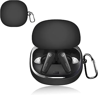 جراب حماية من السيليكون الناعم مضاد للصدمات مع حلقة تثبيت متوافق سماعات أذن انكر ساوند كور ليبرتي 4 دلع موبايلك، لون أسود