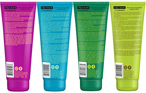 Freeman-Facial-Mask-Variety-Bundle-For-Skin-Care-Features-Peel-Off-Face-Mask-with-Clay-Dead-Sea-Minerals-and-Hydrating-Cloudberry-6-fl-oz-4-Pack FREEMAN Facial Mask Variety Bundle, For Skin Care, Features Peel Off Face Mask with Clay, Dead Sea Minerals, Hydrating Cloudberry, Charcoal Black Sugar Facial Scrub, 6 fl oz each, 4 Count