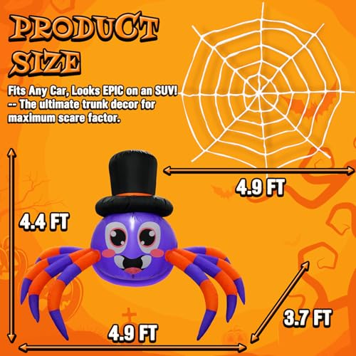 Halloween Trunk or Treat Car Decorations Kit Inflatable Spider with LEDs - image 6