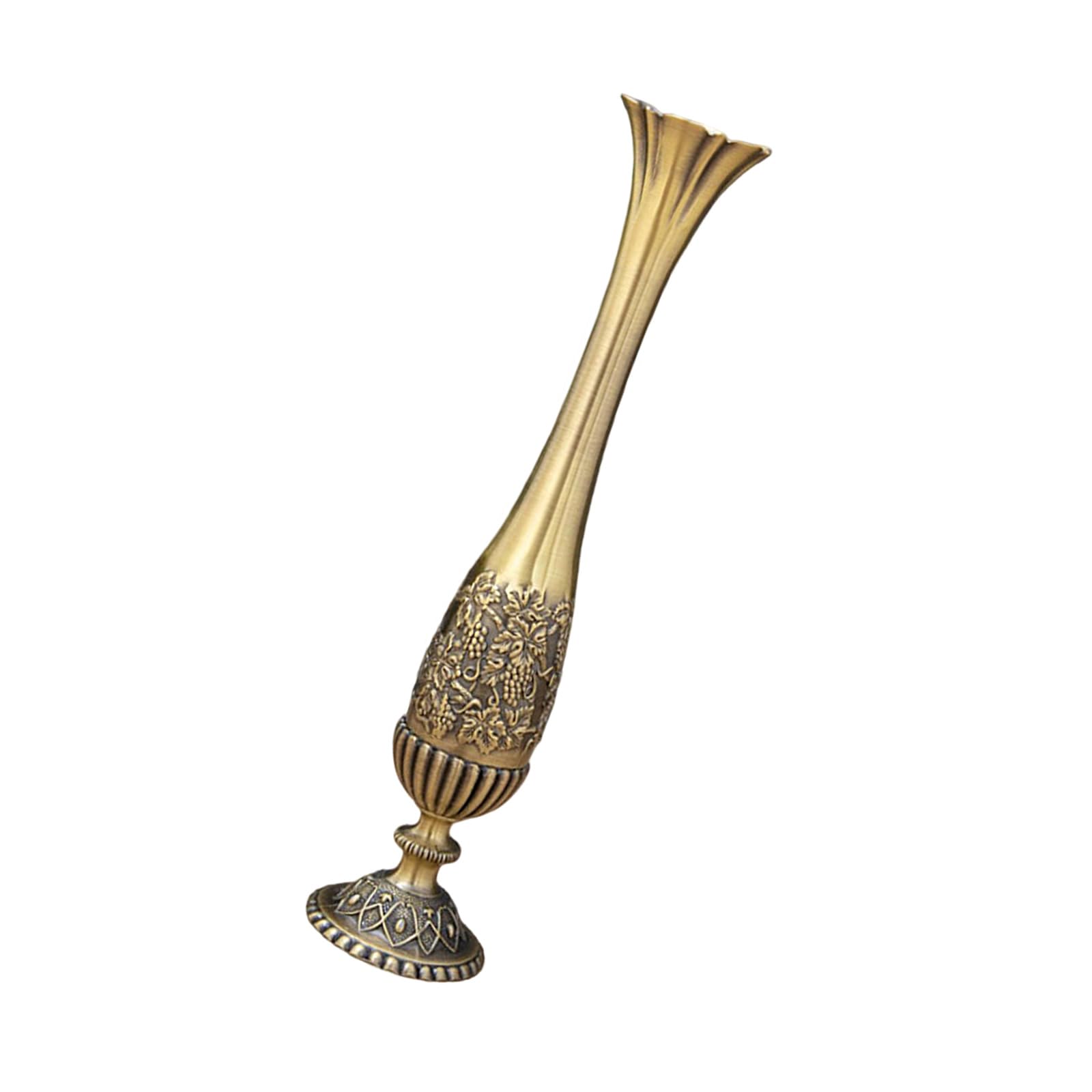 Engraved Metal Vases Narrow Neck Buds for Flower Arrangements and Living Room Room Styling Wedding Gift Table Centerpieces