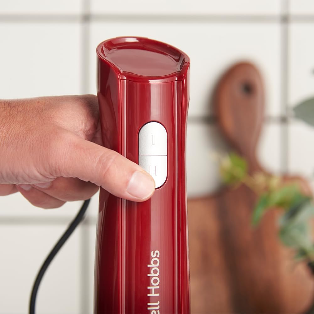 Russell Hobbs Frullatore a Immersione [3 in 1: Frullatore, Frusta e Lame Tritatutto] Desire Rosso (600ml, Parti lavabili in lavastoviglie, Lame acciaio inox, Per frullati, zuppe, salse) 27142-56