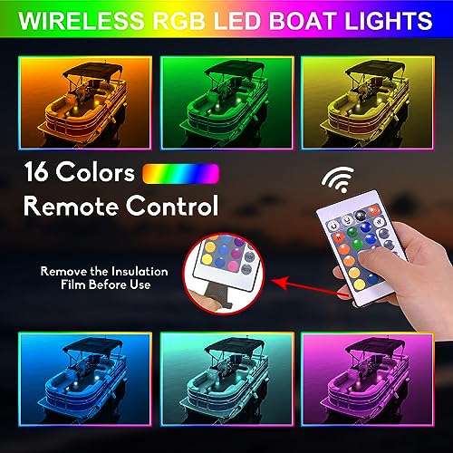 JUIOHAKY LED Boat Lights RGB Wireless Remote Control