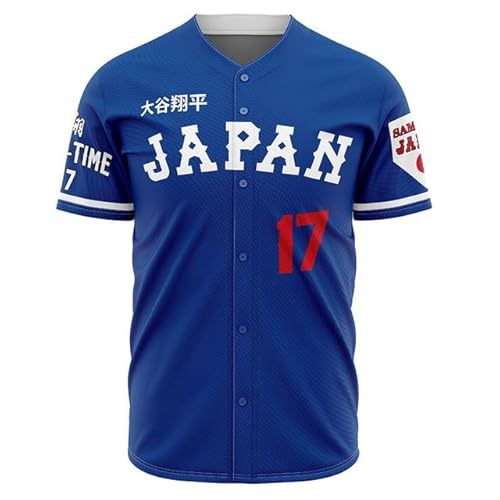 OEQVUWH Camisa masculina de beisebol japonesa nº 17 dos anos 90 Hip Hop Camisetas esportivas costura