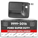 T1A Exterior Door Handle with Keyhole Replacement for 2000-2005 Ford Excursion Fits Front Left Driver's Side 1999-2015 F-250 F-350 F-450 F-550 Super Duty Textured Black METAL UPGRADE T1A-7C3Z-2522405