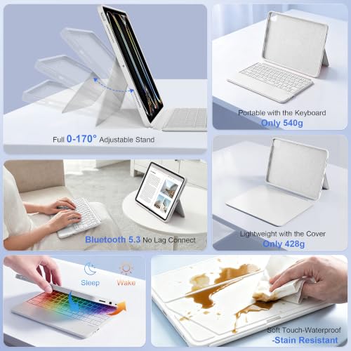 Image of WIWU iPad Pro 11 inch Keyboard Case M4 /M5 2024 2025 Magnetic Wireless White